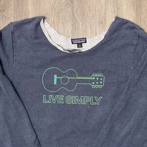 Patagonia Sweatshirt Women's Large Blue Live Simply Guitar Organic Cotton